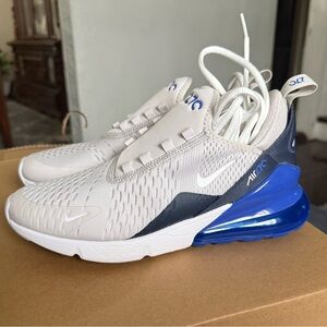 Nike Air Max 270 Sneakers - White, Navy & Royal Blue size 8.5 wmns